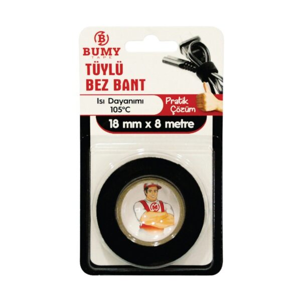 BUMY TÜYLÜ BEZ BAND SİYAH 18 MM X 8 MT
