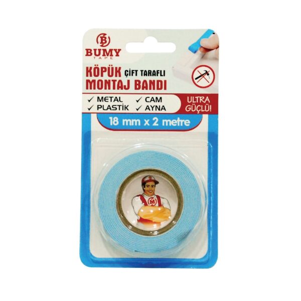 BUMY SÜNGER ÇİFT TARAFLI BANT 18 MM X 2 MT BEYAZ