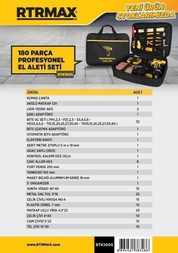RTK 1005 RTR PROFESYONEL EL ALETLERİ SETİ 180 PARÇA