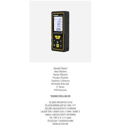 RTM 037 LAZER MESAFE ÖLÇER 70 MT