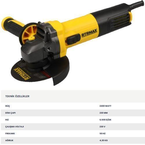 RTM 1230 TAŞLAMA MAKİNASI 230 MM 2300 W