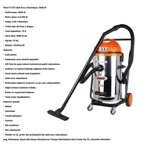 FL375 3 MOTOR SANAYİ TİPİ SÜPÜRGE 75 LT