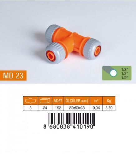 MED23 TE HORTUM EKİ LÜKS 1/2x1/2x1/2