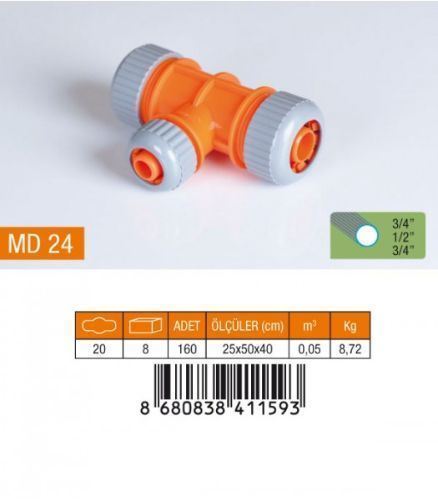 MED25 TE HORTUM EKİ LÜKS 3/3x4/4x3/4