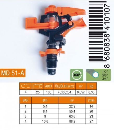 MED51A AÇI AYARLI SPRINK BAŞLIĞI