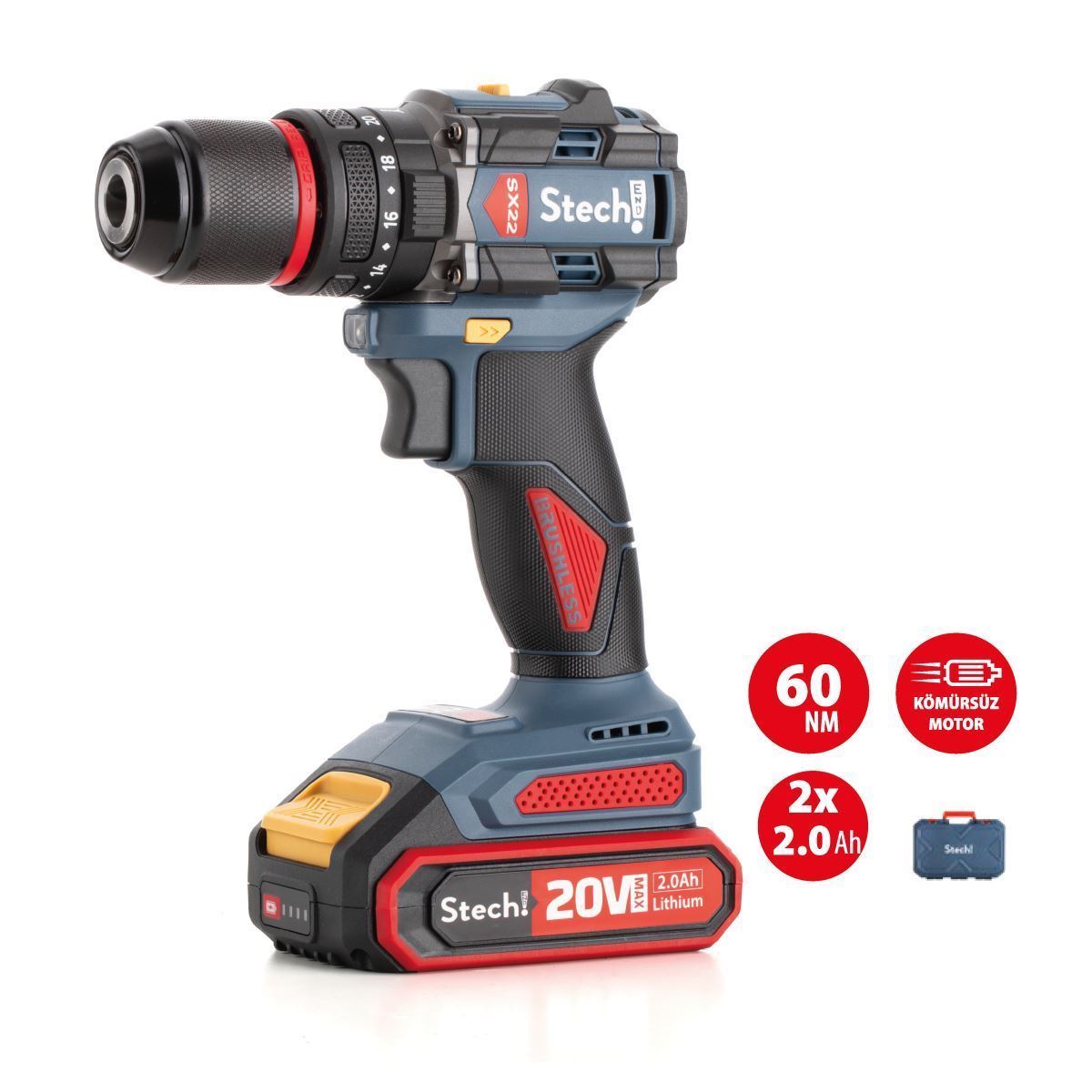 STECHEND SX22 AKÜLÜ DARBELİ MATKAP 2 AMPER STECHEND SX22 AKÜLÜ DARBELİ MATKAP 2 AMPER - Görsel 1